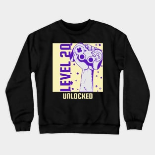 Level 20 unlocked - gaming birthday inspired Crewneck Sweatshirt